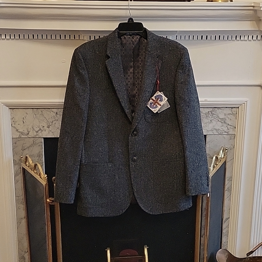 English Laundry Charcoal Grey Tweed Blazer